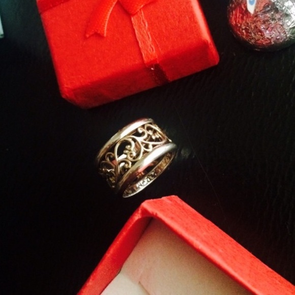 💍 ELEGANT STERLING SILVER VINE LACE CUT-OUT DESIGN 1/2” BAND RING Size 7 - Picture 7 of 10